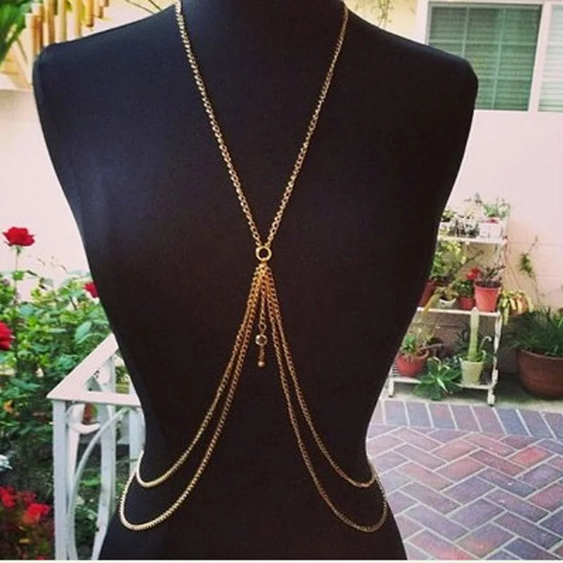 Женская цепочка на талию пикантное пляжное ожерелье с перекрестным шлейфом