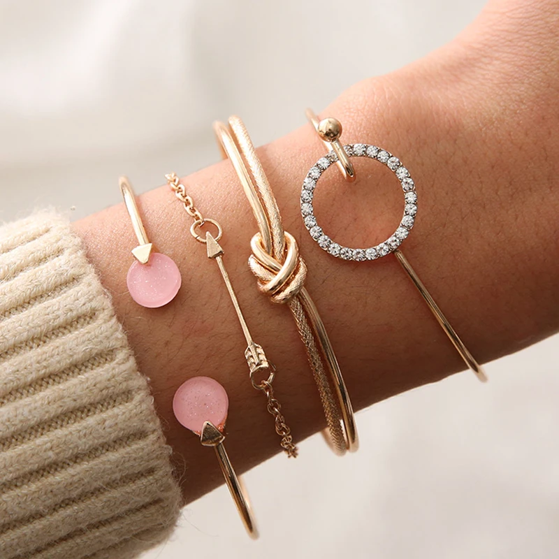 4 шт./компл. богемные золотые серебряные браслеты Набор для женщин модная