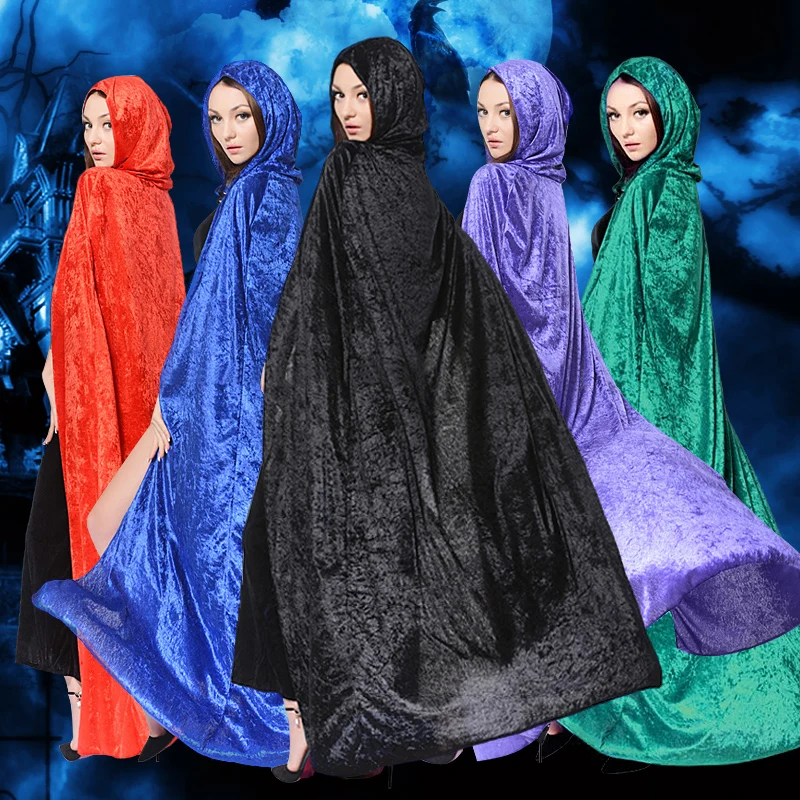 

free shipping Halloween Horror adult children The witch's Cloak Cloak of Black Death Vampire masquerade dress