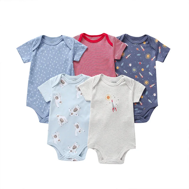

Lovely 5 Pieces/set Newborn Baby Rompers Cotton Baby Girls Boys Clothing Summer Baby Clothes roupa de bebes Short Sleeve