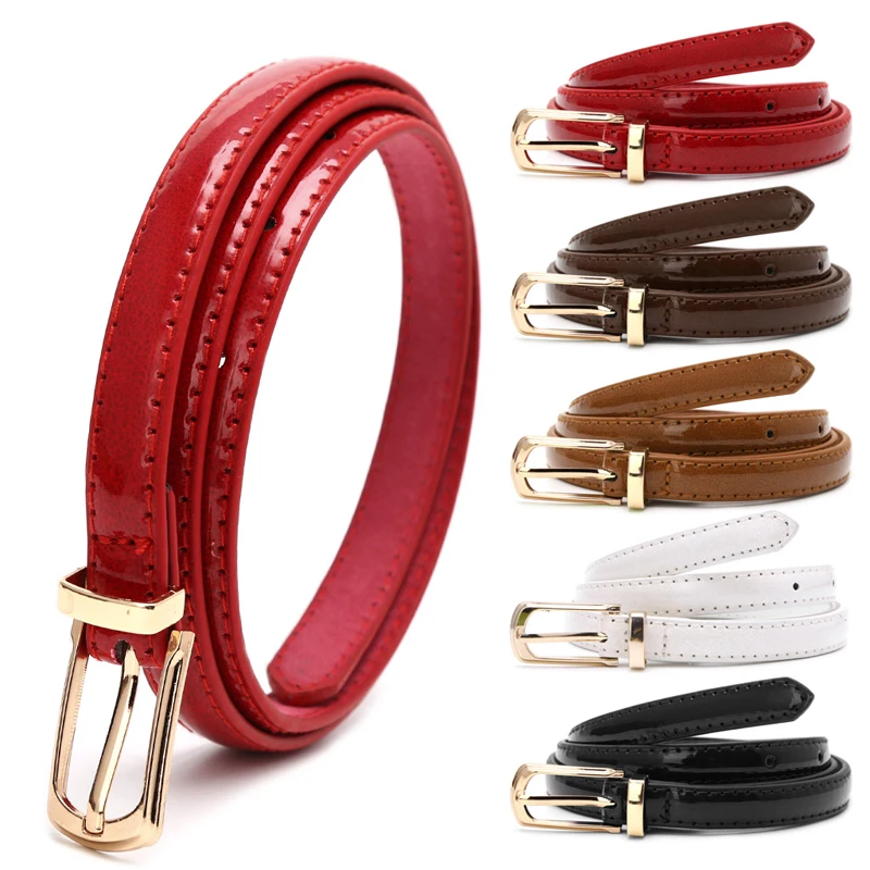 

Candy Color Metal Buckle Thin Casual Belt For Women , Leather Belt Female Straps Waistband For Apparel Accessories