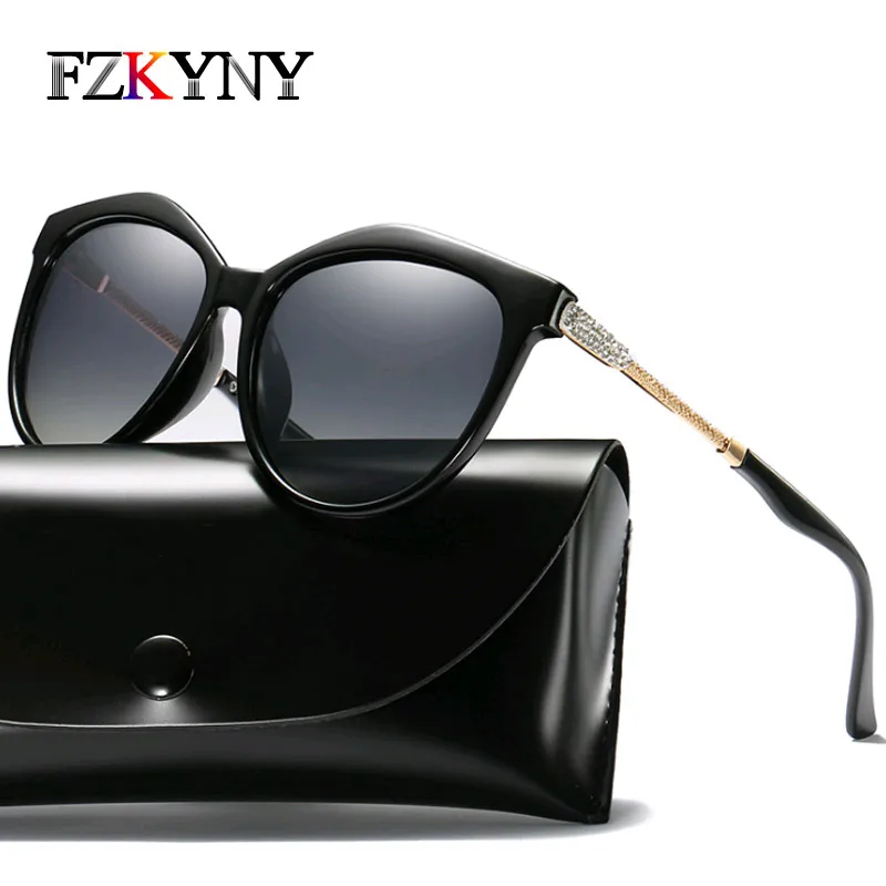 FZKYNY New Polarized Sunglasses Women Luxury Brand Designer Coating Mirror Eyewear Fashion Drill Sun Glasses High Quality UV400 |