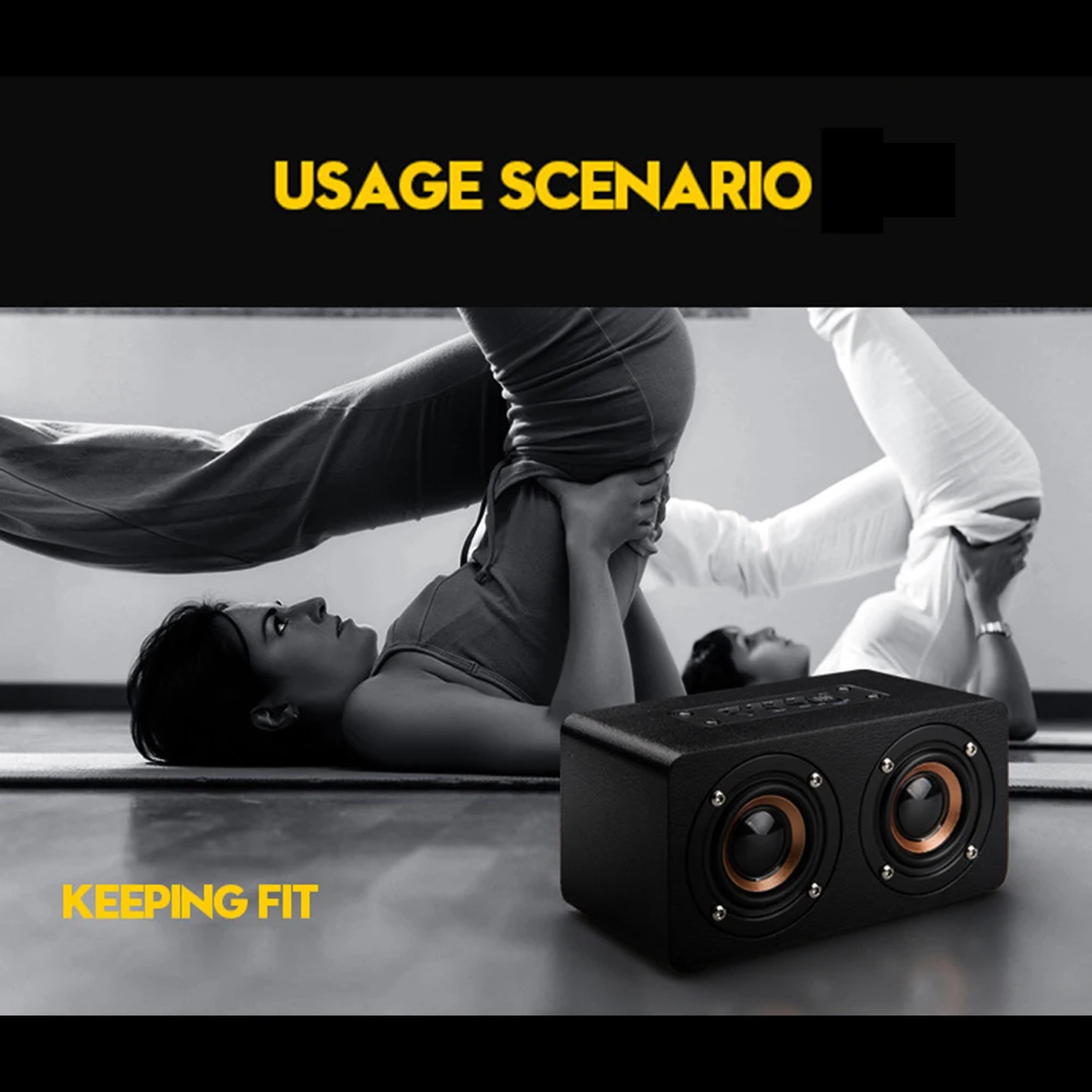 Портативный Bluetooth динамик деревянный беспроводной сабвуфер стерео колонки