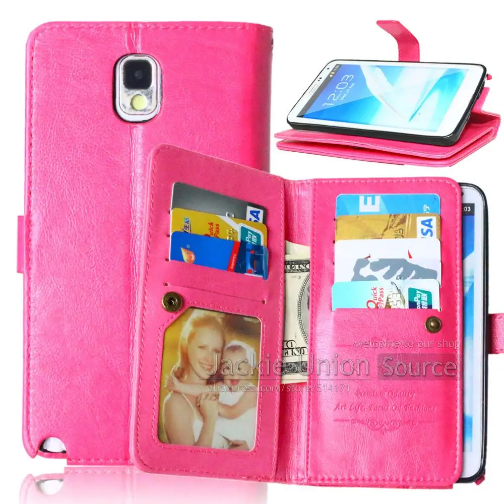 Note 3 Роскошный деловой Магнитный кожаный чехол-бумажник с застежкой для Samsung Galaxy