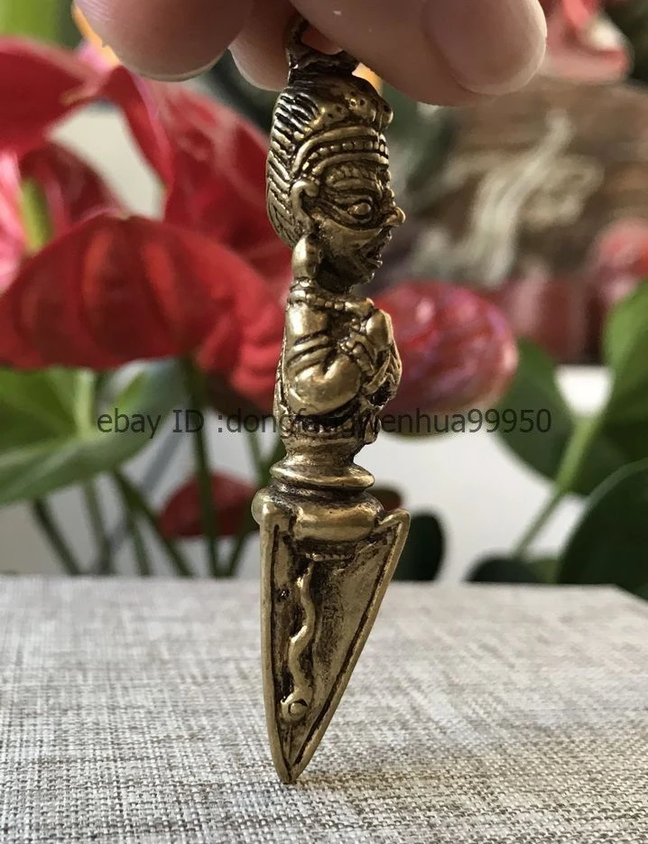 6 см Китай Бронзовая медная латунная Ваджра Дордже Phurpa Vajrakilaya подвеска