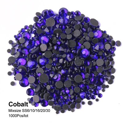 Cobalt 17 цветов для вас смешанный размер исправление горный хрусталь фуксия стеклянные камни SS6-SS30 - Цвет: Cobalt