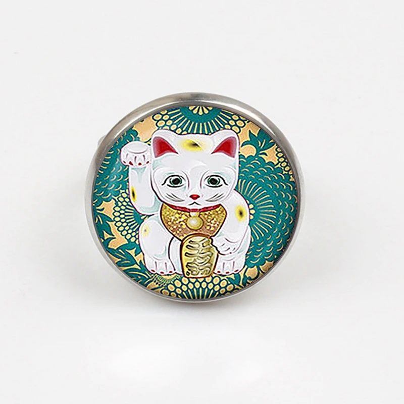 GDRGYB 2019 кольцо для котов Maneki Neko Teal Lucky. Lucky cat с изображением знака доллара.