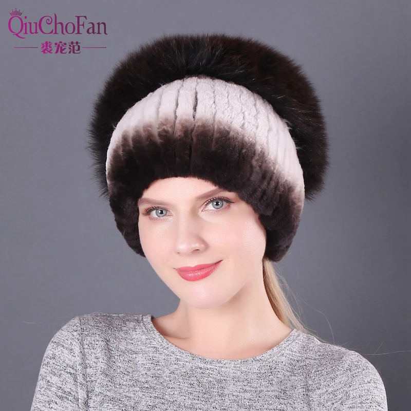 

Новая пушистая хорошая эластичная 100% натуральная шапка из кроличьего меха Рекс женская зимняя вязаная шапка из натурального серебристого ...