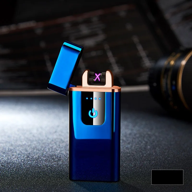 4 Перезаряжаемая через USB зажигалка электрическая двойная дуговая Зажигалка гравитационная индукция качели зажигания магнитный переключатель прикуривателя подарочная коробка - Цвет: 4