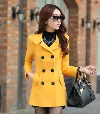 Yellow Модное женское Шерстяное пальто зимняя одежда для женщин Имитация кашемира одежда из Южной Кореи Зимняя шерстяная куртка для женщин - Цвет: Yellow