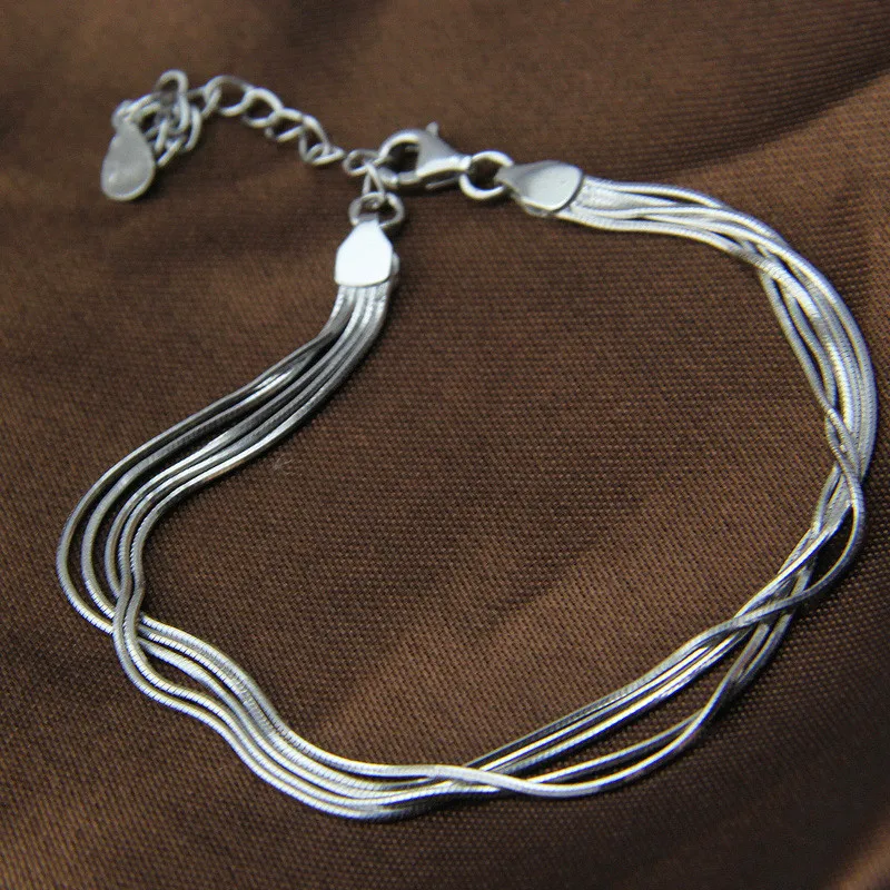 Браслет из серебра 925 пробы с многослойной кисточкой|bracelet sterling|sterling silver bracelet925