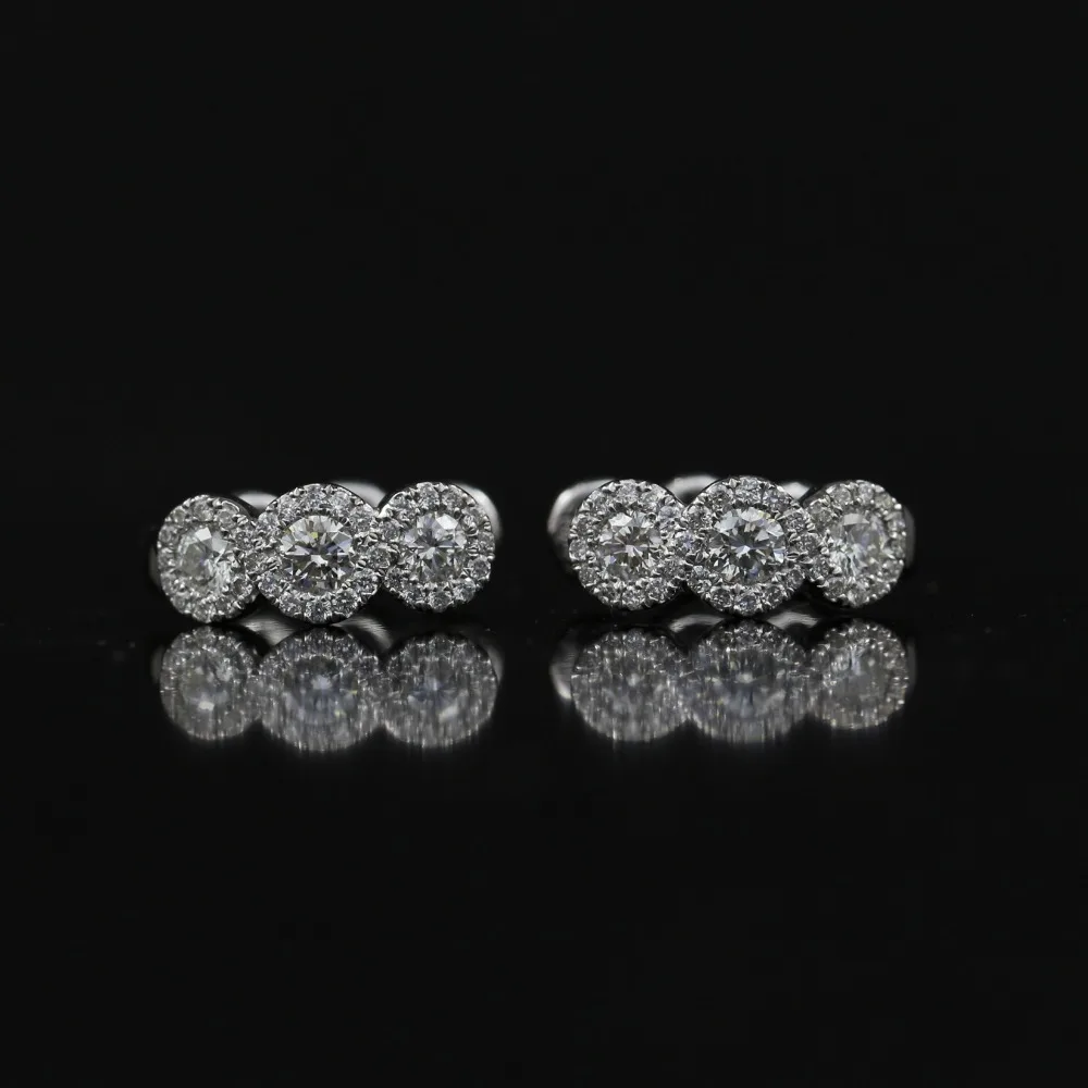 LASAMERO 0.12CT круглая огранка натуральный бриллиант Кластерные серьги 18 К золото Бриллиант Halo Серьги гвоздики прекрасные ювелирные изделия, серьги-гвоздики