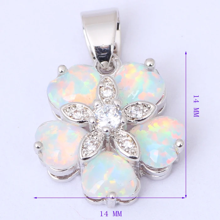 Cost price jewellery Beautiful Flower Shaped White Fire Opal Silver Stamped Retail Necklaces Pendants Fashion jewelry OP462 | Украшения и