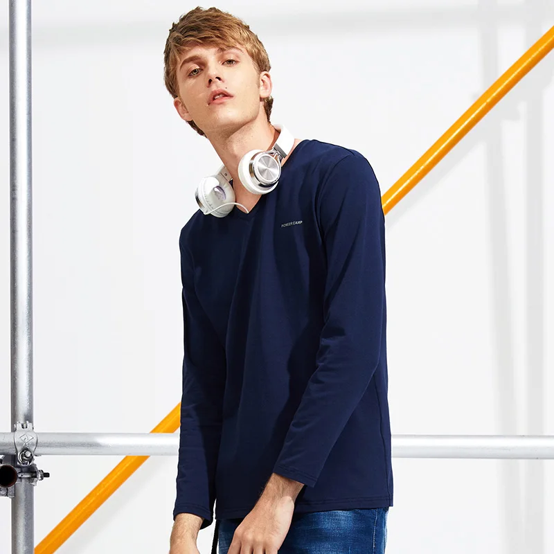 ACT702267 Dark blue Пионерский лагерь, Новое поступление, брендовая футболка, Мужская модная футболка с принтом, Мужская эластичная мягкая удобная футболка высокого качества для мужчин - Цвет: ACT702267 Dark blue