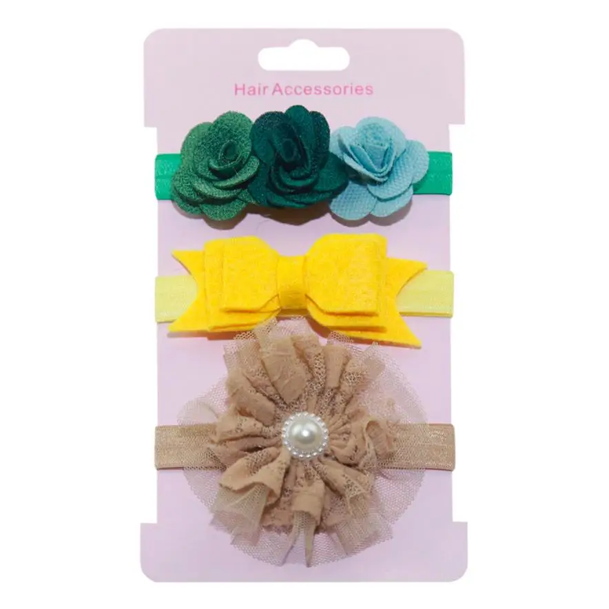 3 шт. детская эластичная повязка на голову с цветочным рисунком для девочек