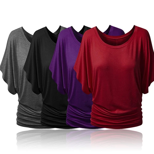 Женские повседневные топы с вырезом лодочкой Dolman футболка рукавом до локтя и