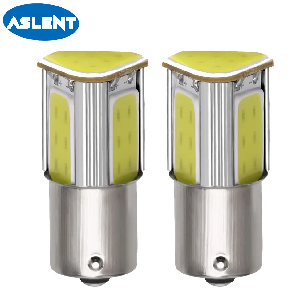 Aslent 2 шт. 1156 ba15s p21w 1157 bay15d P21/5 Вт COB 12v авто тормоз светильник белого и желтого цвета