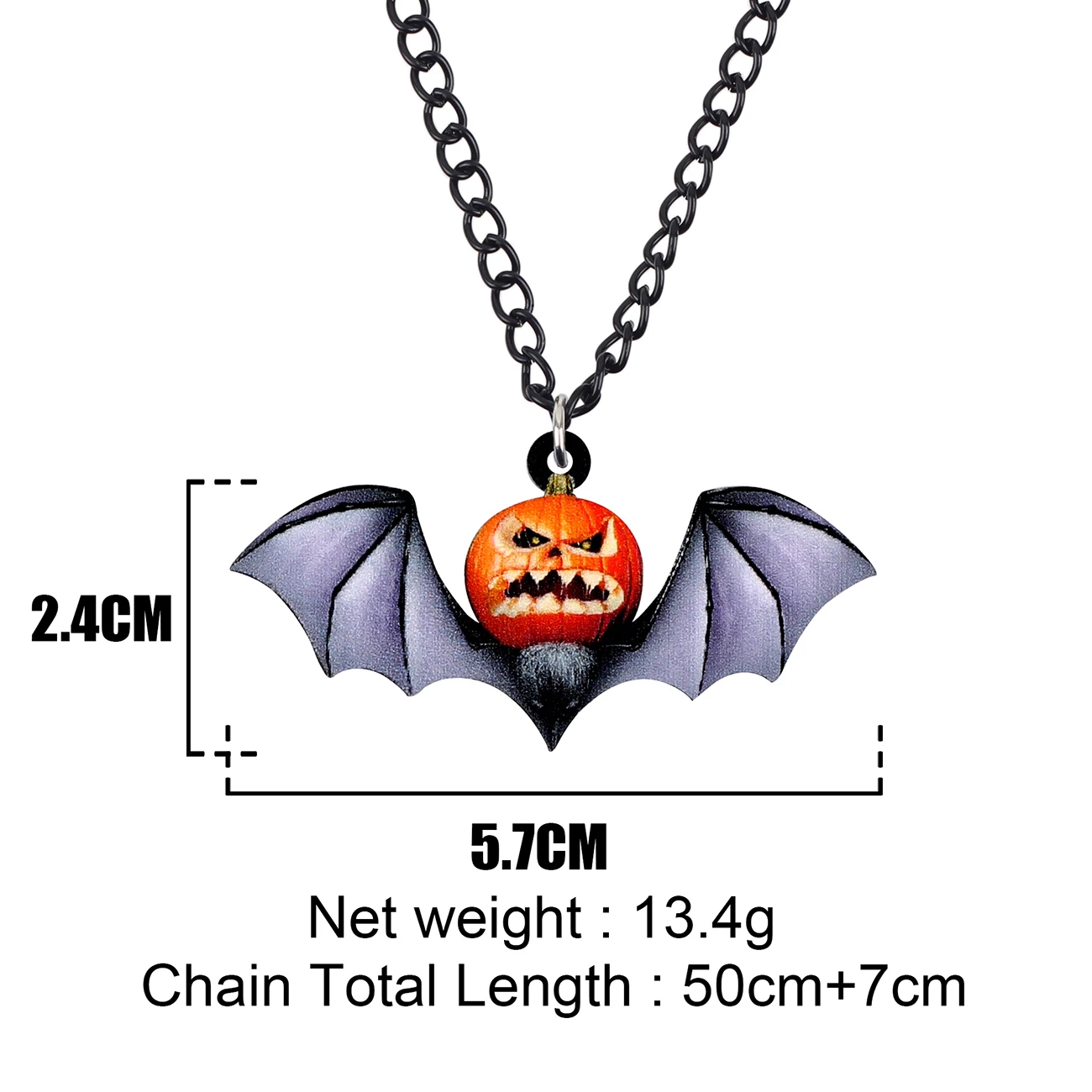 Bonsny Statement Acrylic Halloween Pumpkin Bat Necklace Pendant Long Chain Punk Animal Jewelry For Women Girls Gift Charm Bijoux | Украшения