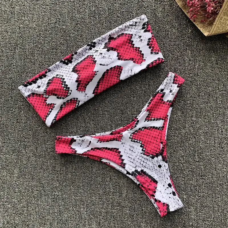 Misswim сексуальное бикини из змеиной кожи 2019 бандо Топ Купальники для женщин с