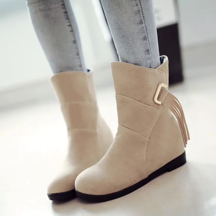 Женские Ботильоны на каблуке повседневные ботинки с круглым носком и пряжкой