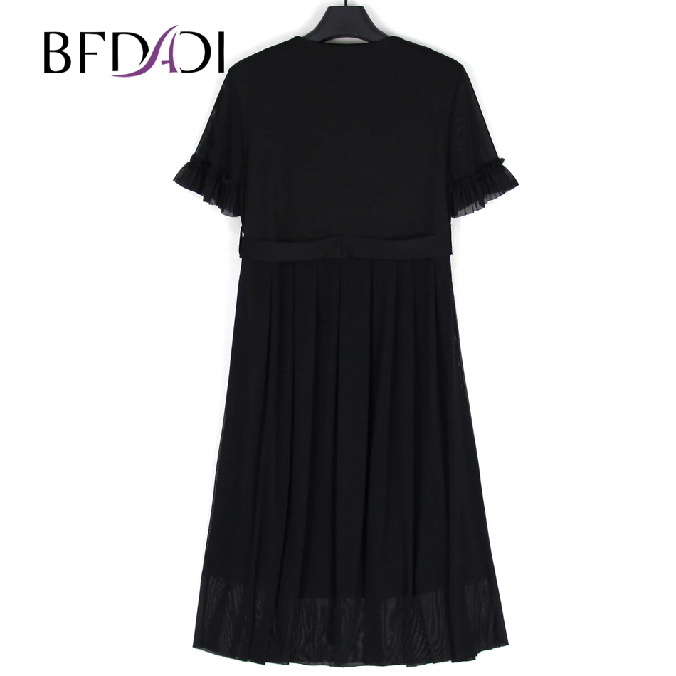 BFDADI Summer Dress 2020 Women Elegant Vintage Office Business Solid casual Short Sleeve Sheath Party Dresses Z 1804|Женские платья| |