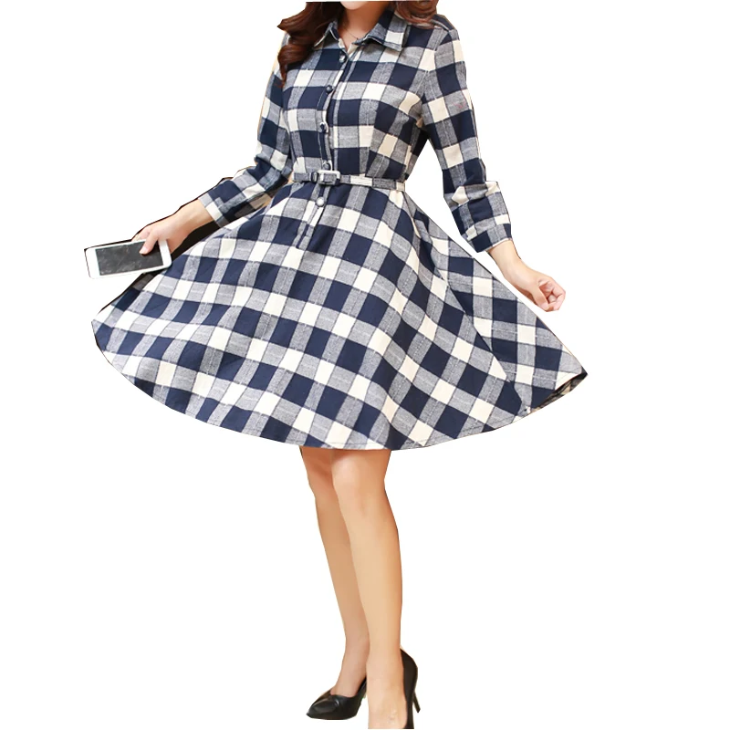 Ретро красный плед блузка рубашка платье Для женщин-лен отложной воротник с