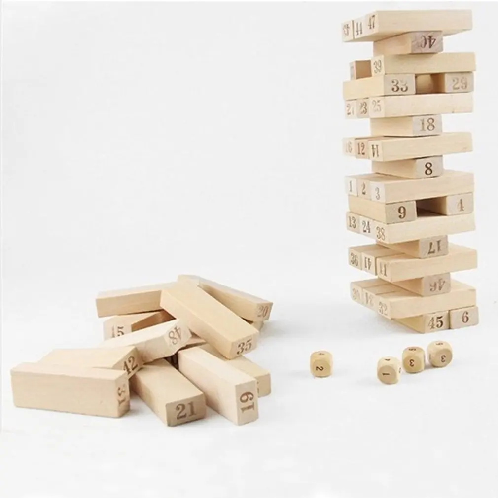 Juego de bloques de madera para apilar, juego educativo de bloques de apilamiento, torre de apilamiento, diversi&oacute;n, patio de c&eacute;sped al aire libre, n&uacute;mero de 54 piezas-4