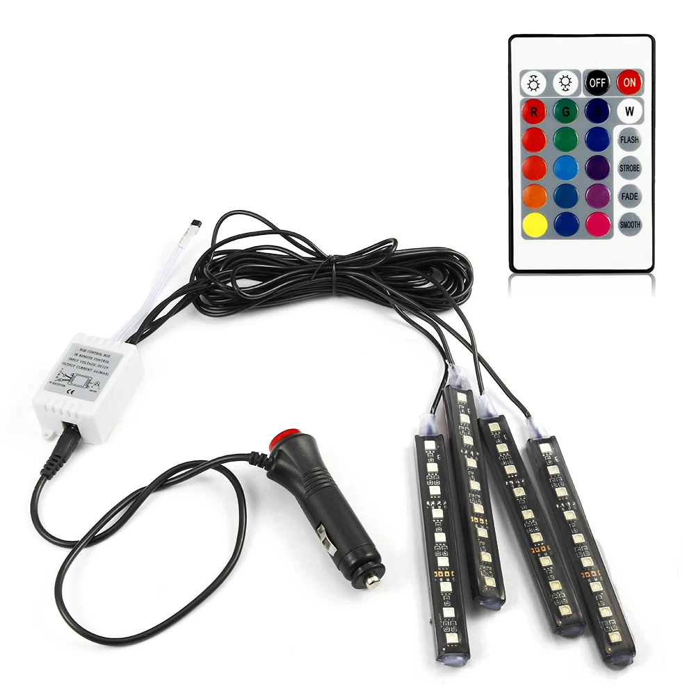4 шт. SMD5050 RGB Светодиодная лента светодиодная лампа 16 цветов автомобильный