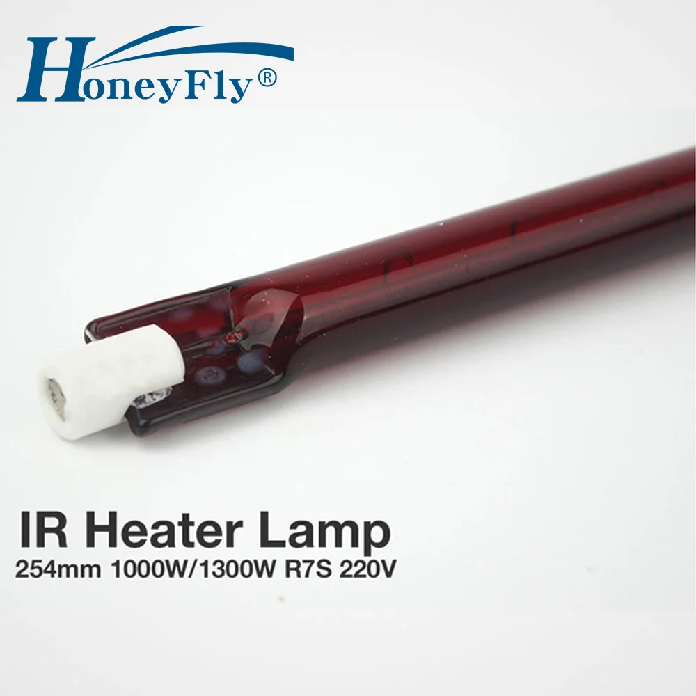 HoneyFly 1 шт. J254 инфракрасная галогенная лампа 1000 Вт/1300 Вт 220 В 254 мм R7S ИК обогреватель лампа Рубиновая одна спиральная сушка галогенная кварцевая лампа