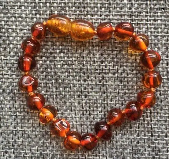 cognac amber Yoowei, новинка, браслет для малышей из янтаря, подарок, 13 цветов, высокое качество, натуральный, зеленый, янтарный, ювелирное изделие,, для взрослых, ножные браслеты 12-22 см - Цвет камня: cognac amber