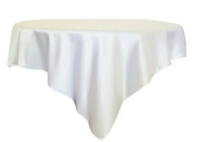 white 1 шт. 145x145 см черная атласная Скатерть, двойной сшитый край, Скатерть для свадьбы, дома, рождественской вечеринки, украшение стола - Цвет: white