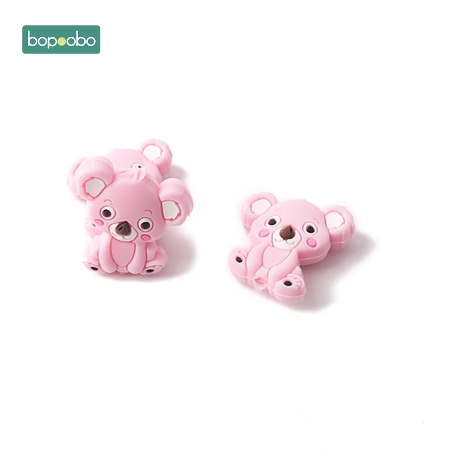 Pink Koala Bopobo, 3 шт., силиконовый мини Прорезыватель коала, Силиконовые Прорезыватели для зубов, бусины, силиконовые жемчужины, подарки для кормления, силиконовые грызуны, Детские Прорезыватели - Цвет: Pink Koala