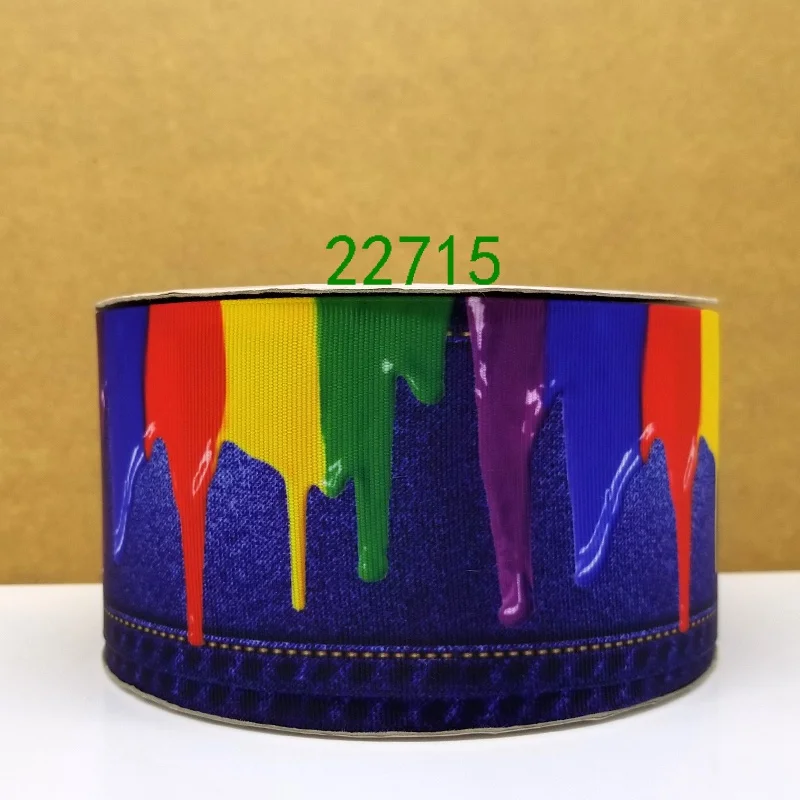 Free shipping 50 yard rainbow printed grosgrain ribbon 22367 | Дом и сад