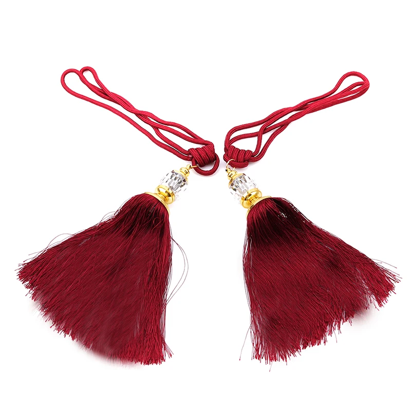 2 Pcs Crystal Curtain Tieback Hanging Belts Ball Accessories Decorative Band Tassel Fringe Binding Ropes Tiebacks | Дом и сад