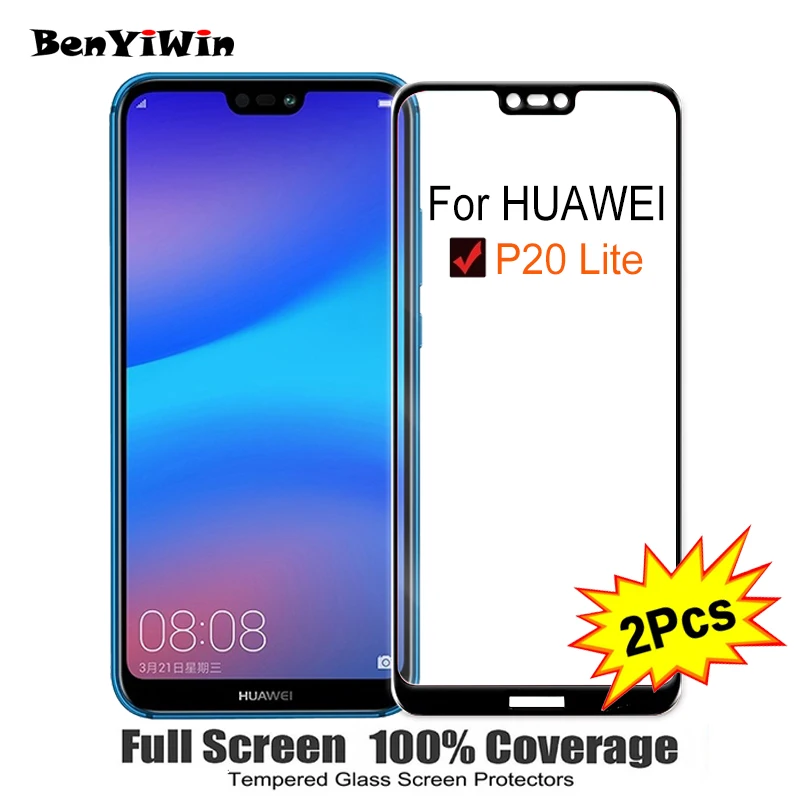 2 шт полное покрытие протектор экрана закаленное стекло для huawei P20 Lite 5,8" 9 H Защитное стекло для p20 Lite ANE LX3 L22 Пленка чехол