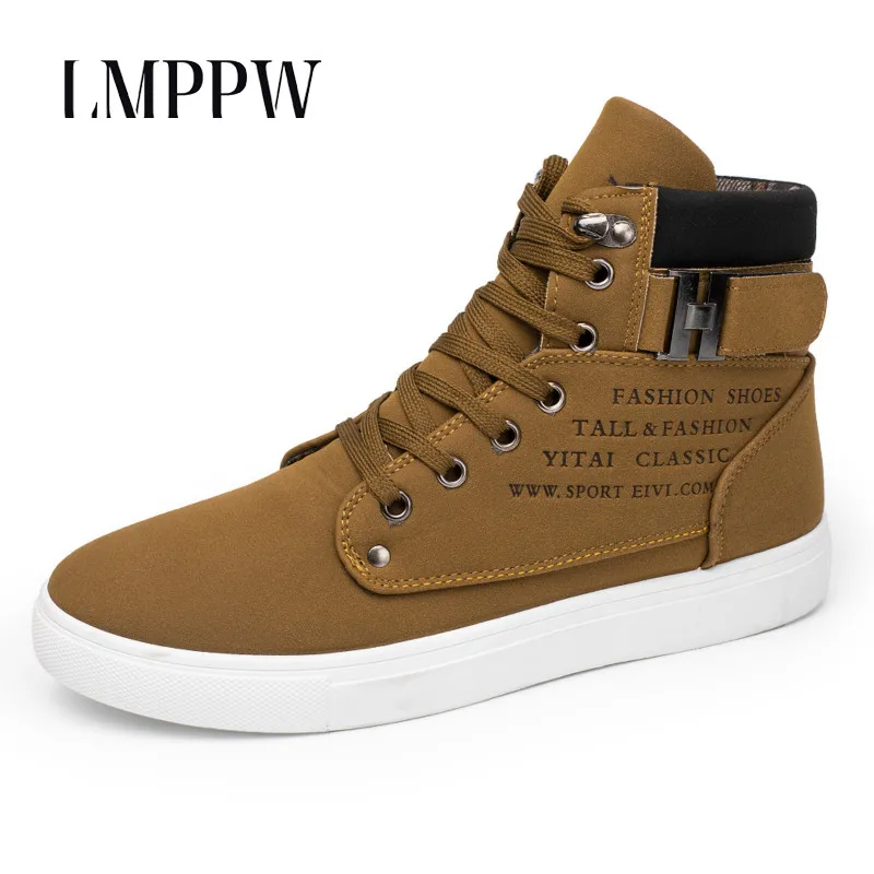 Spring Autumn Men's Shoes High Top Canvas Casual Fashion Lace Up Men Sneakers Quality Brand Ankle Boots Big Size | Обувь