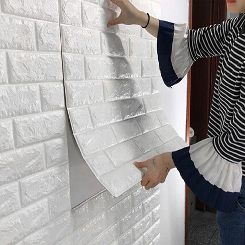 70*77 3D кирпичные настенные наклейки DIY самоклеющийся Декор пенопластовое водонепроницаемое покрытие для стен обои для телевизора фон для детской гостиной