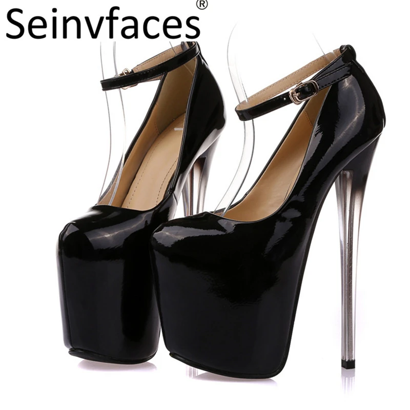 

Women sexy black plus size 41 42 43 round closed toe on the platform 20 cm extreme ever after high heels prom shoes china pumps