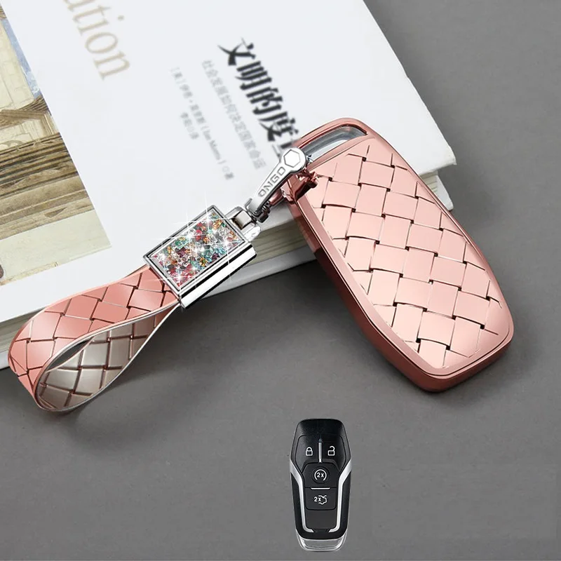 A Pink Чехол для ключей для Ford ESCORT EDGE Ecosport Mondeo MUSTANG F-150 aurus Explorer Expedition Lincoln MKC MKZ MKX - Название цвета: A Pink