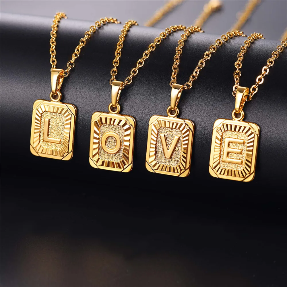 Фабрика Лидер продаж A Q высокого качества цвет золотистый dog tag колье с инициалами