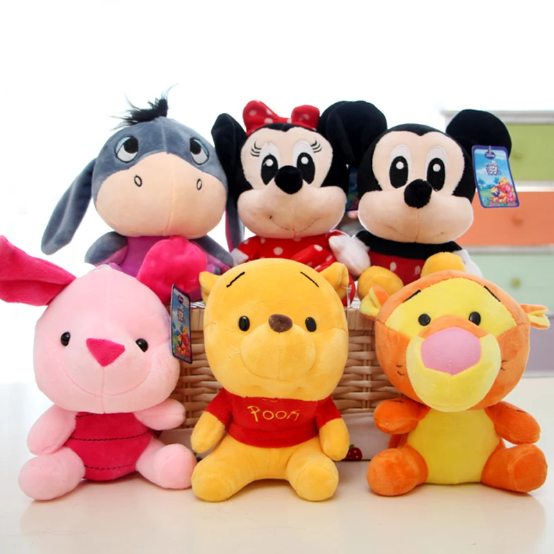 Симпатичные плюшевые игрушки Disney 20 см Микки Маус Минни тигр Kawaii мягкие подарки