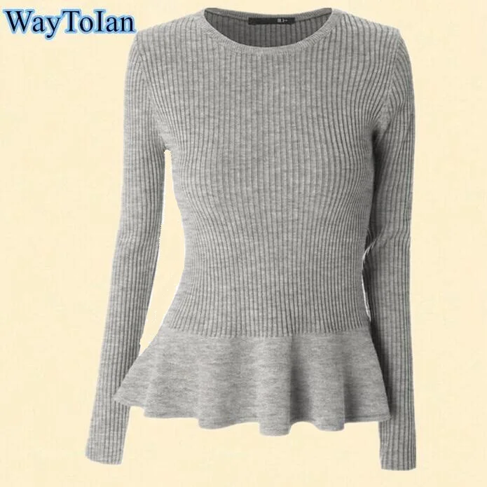 WayToIan/Лидер продаж свитер с круглым вырезом модный однотонный вязаный длинными