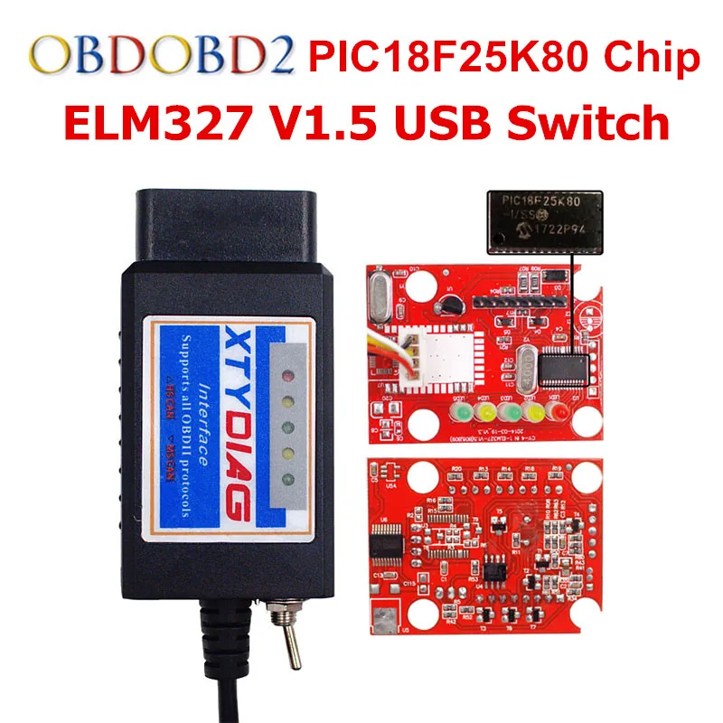 Белый Настоящий 25K80 ELM327 USB пластик OBD2 Авто диагностический инструмент версия V1.5 ELM 327 USB интерфейс OBDII CAN-BUS сканер - Цвет: Белый
