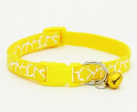 yellow Карамельный цвет, регулируемый ошейник для питомцев кошек, колокол, нейлоновый ошейник для маленьких собак, кружевная цепочка для кошек, розовый, красный, желтый, синий, зеленый, черный, один размер - Цвет: yellow