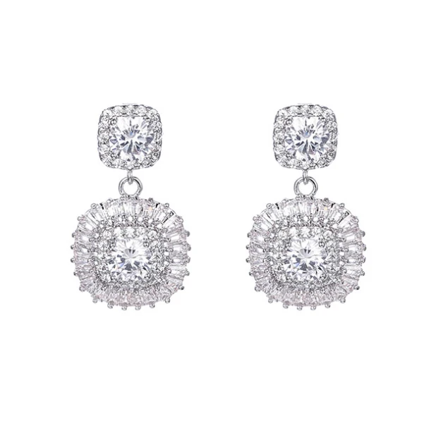 

Zircon crystal earrings ornate earrings European and American high-end earrings