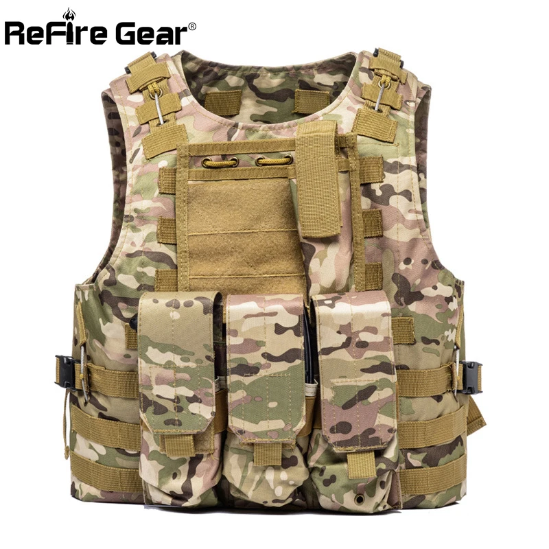 Refire gear Molle армейский боевой тактический жилет солдат США Военная форма Камуфляжный жилет мужской Карманный Пейнтбол страйкбол нейлоновый жилет