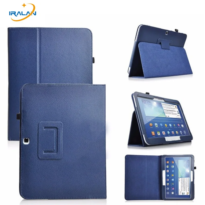 New Litchi pattern 2-fold PU Leather Case for Samsung Galaxy Tab 3 10.1 P5200 P5210 P5220 Tablet Fold Protective Cover+film+pen |