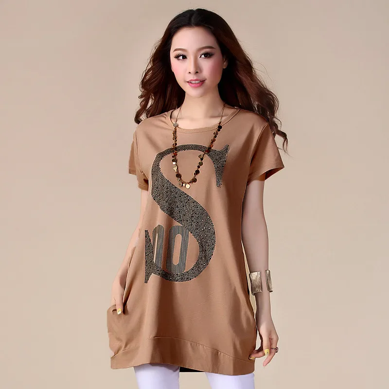 Summer women t-shirt 2018 new Large size short-sleeved thin female T-shirt loose medium long Round neck ladies top cw211 | Женская