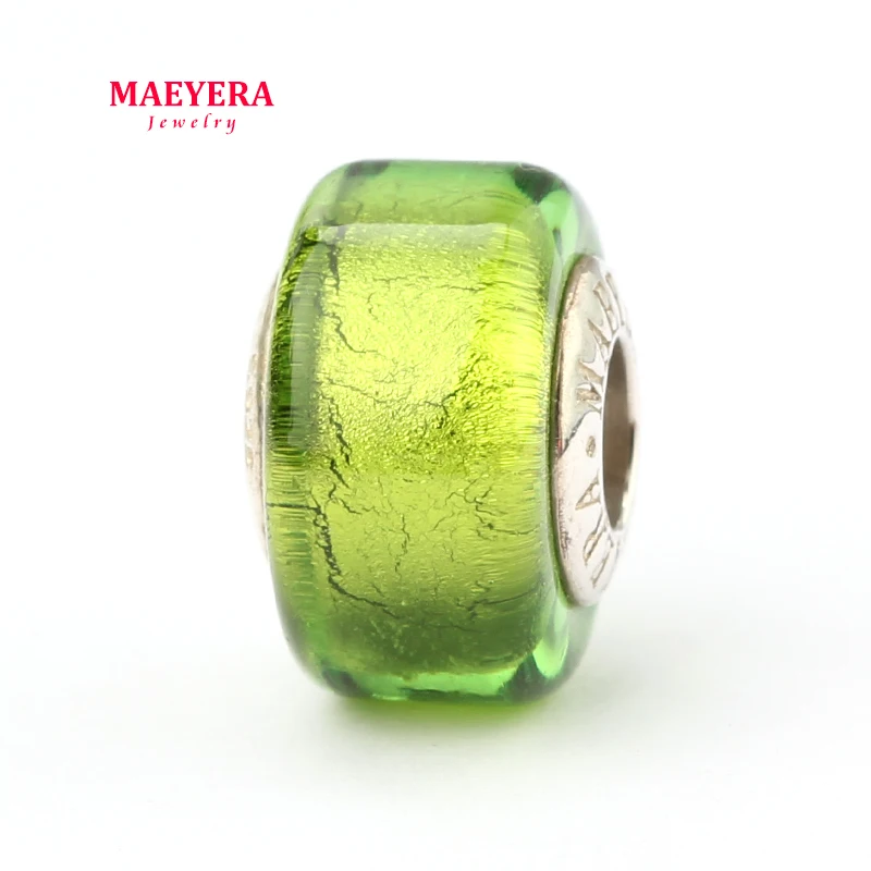 Бисер MAEYERA из стерлингового серебра 925 пробы золотой фольги фруктово зеленый