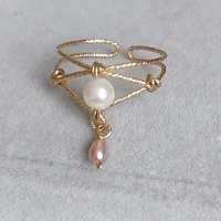 handmade natural pearl rings adjustable ring gold filled jewelry birthday gift boho anillos mujer bague femme rings for women